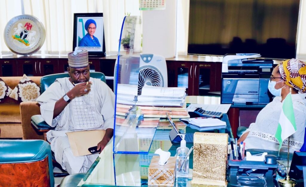 The Honourable Minister of State, Works, Abubakar D. Aliyu paid a visit to the Honourable Minister of Finance, Budget and National Planning, this Morning in her Office. 3