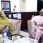 R-L: Honourable Minister of Finance, Budget & National Planning, Mrs. Zainab Ahmed with Mrs. Amina Mohammed, Deputy Secretary General, United Nations during a courtesy call to the Honourable Minister recently.
